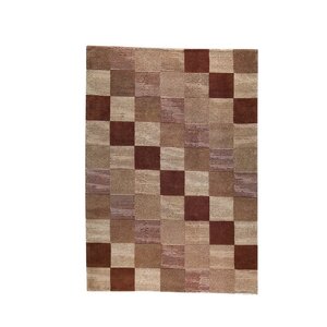 Check Hand-Knotted Brown/Beige Area Rug