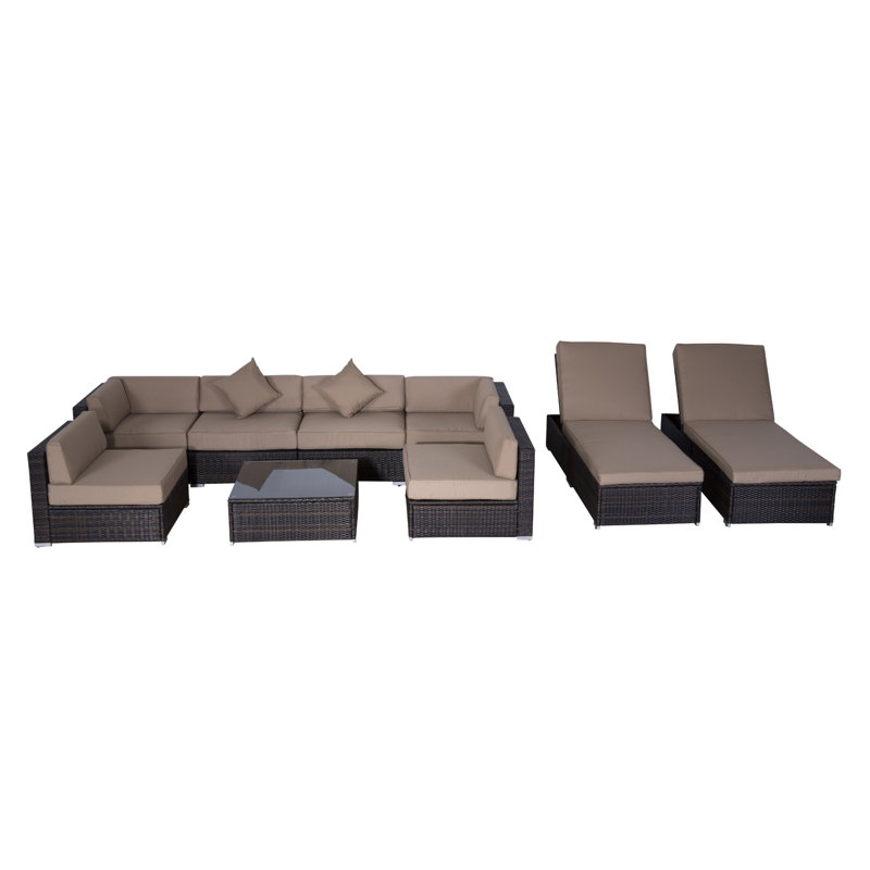 Outsunny 9 Piece Sectional Set With Cushions Reviews Outsunny 9 Piece Sectional Set With Cushions