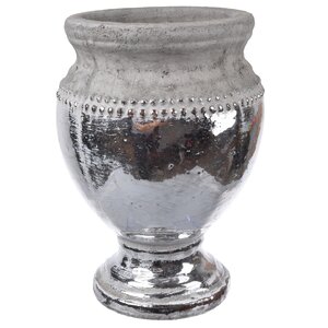 Hand-Crafted Silver Ceramic Tabl Vase