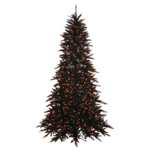 Black Christmas Trees You Ll Love Wayfair Slim 3 Black Fir Artificial Christmas Tree With 100 Orange Lights Stand