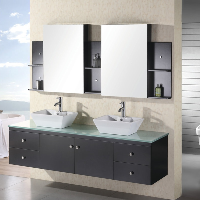 Brayden Studio Newcastle 72 Floating Double Bathroom Vanity Set Newcastle 72 Floating Double Bathroom Vanity Set With Mirror