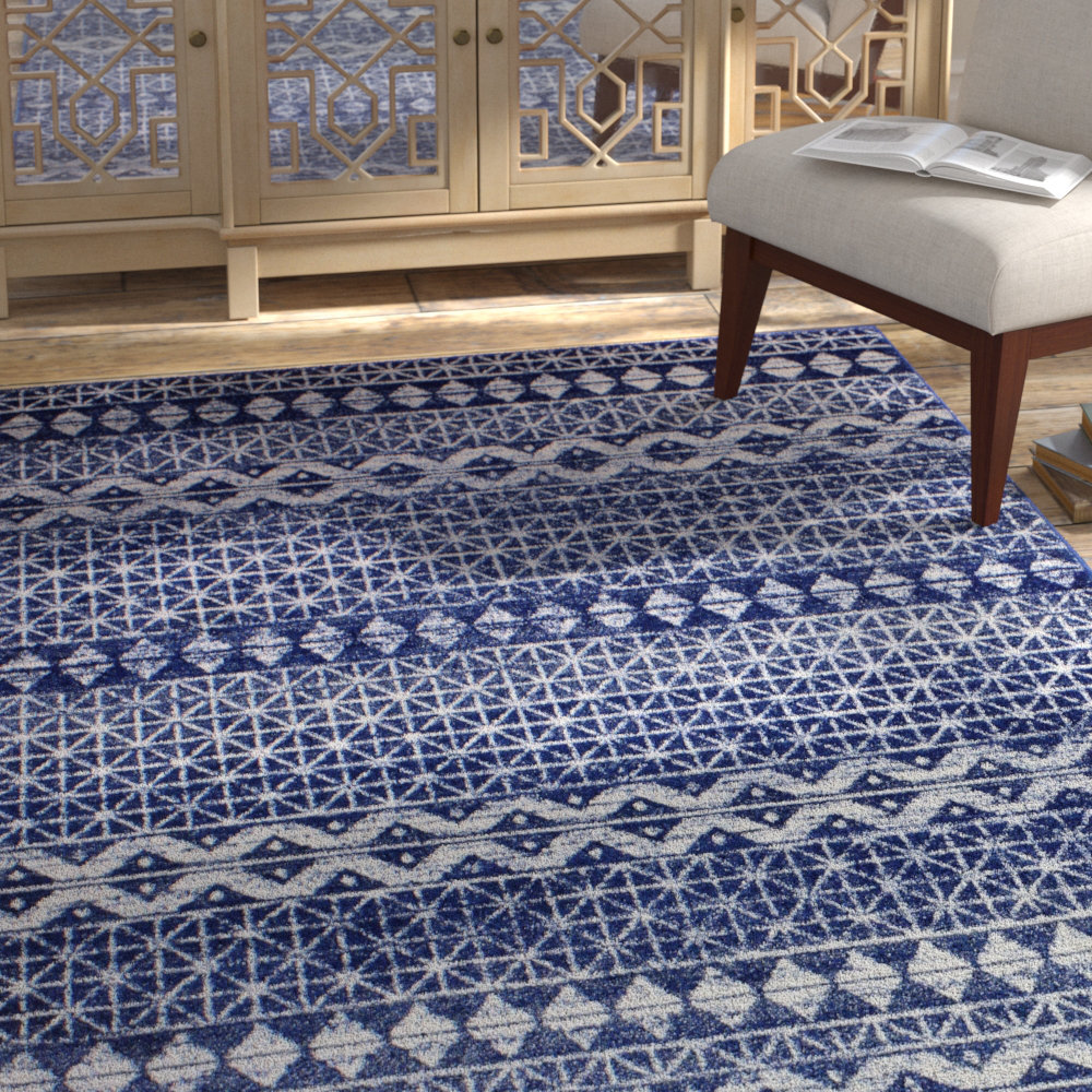 Bungalow Rose Arlingham Dark Blue Area Rug Reviews Wayfair