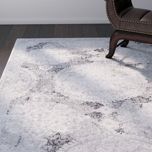 Downs Distressed Vintage Medallion Gray/White Area Rug