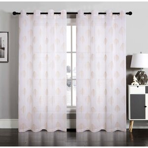 Nature/Floral Semi-Sheer Grommet Curtain Panels (Set of 2)