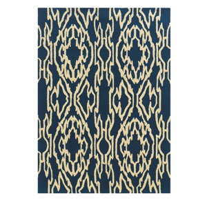 Savanah Hand-Tufted Blue/Ivory Outdoor Area Rug