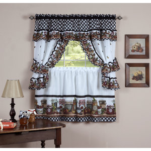 Guimauve Mason Jar Cottage Kitchen Window Treatment Set