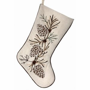 Embroidered Pine Branch Stocking