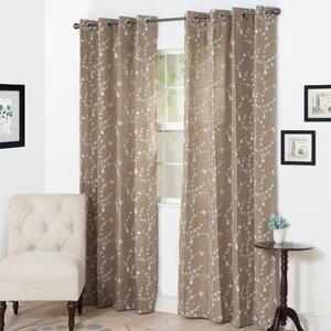 Inas Nature/Floral Semi-Sheer Grommet Single Curtain Panel