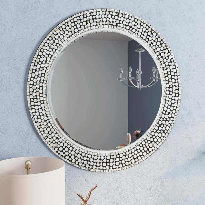 Round Gray Decorative Wall Mirror Amp Reviews Birch Lane