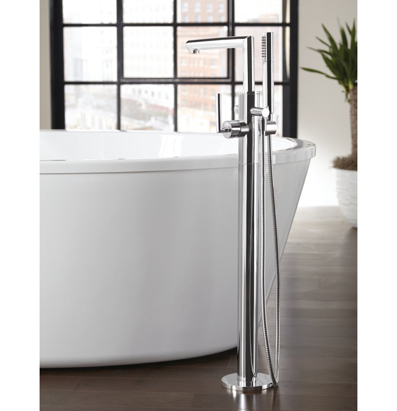 S93005bn Moen Arris Single Handle Floor Mount Tub Filler Trim With Arris Single Handle Floor Mount Tub Filler Trim With Hand Shower