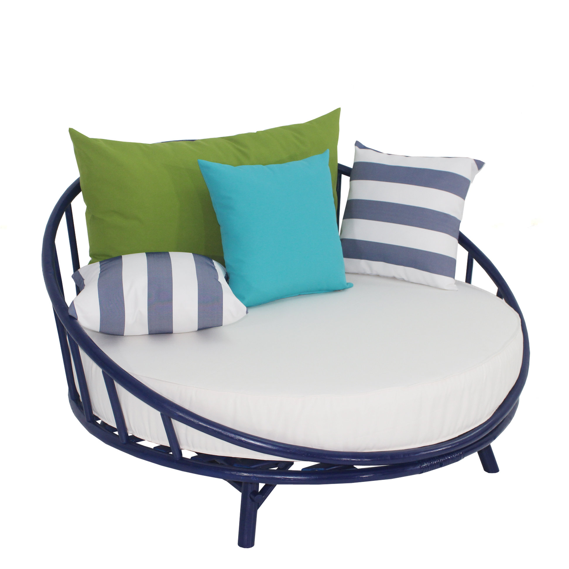Olu Bamboo Large Round Patio Daybed With Cushions