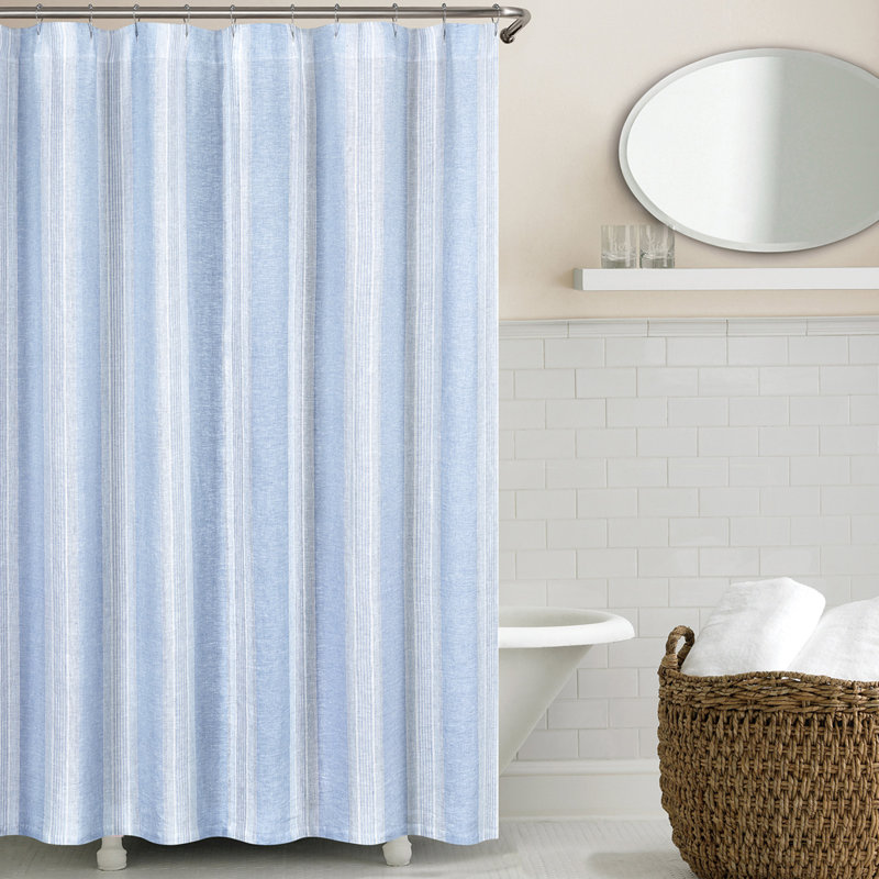 Stripe Washed Belgian Linen Shower Curtain & Reviews AllModern