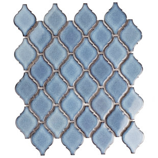 Arabesque Tile You Ll Love Wayfair Arabesque 1 87 X 2 75 Porcelain Mosaic Tile In Blue