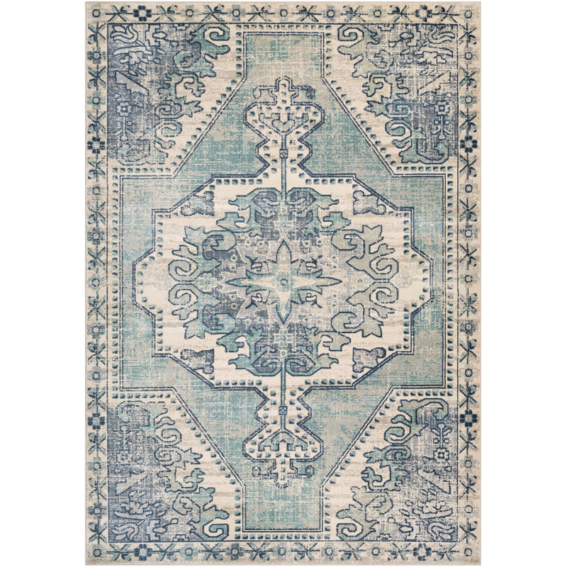 Bungalow Rose Raminez Teal/Navy Area Rug Wayfair