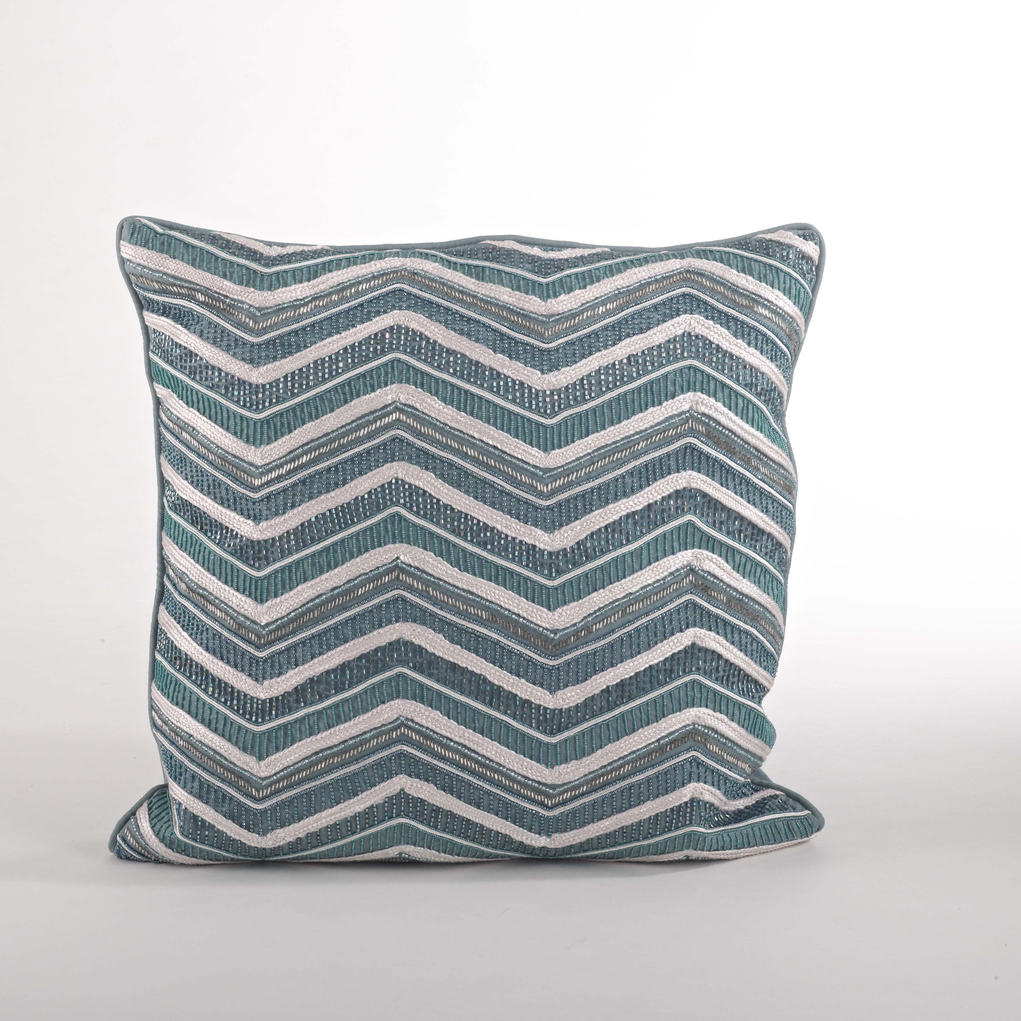 Saro Bellissima Sea Green Zigzag Cotton Throw Pillow Wayfair