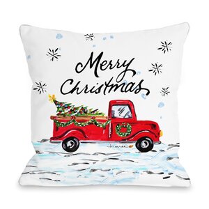 Corru00e8ze Merry Christmas Pickup Truck Throw Pillow