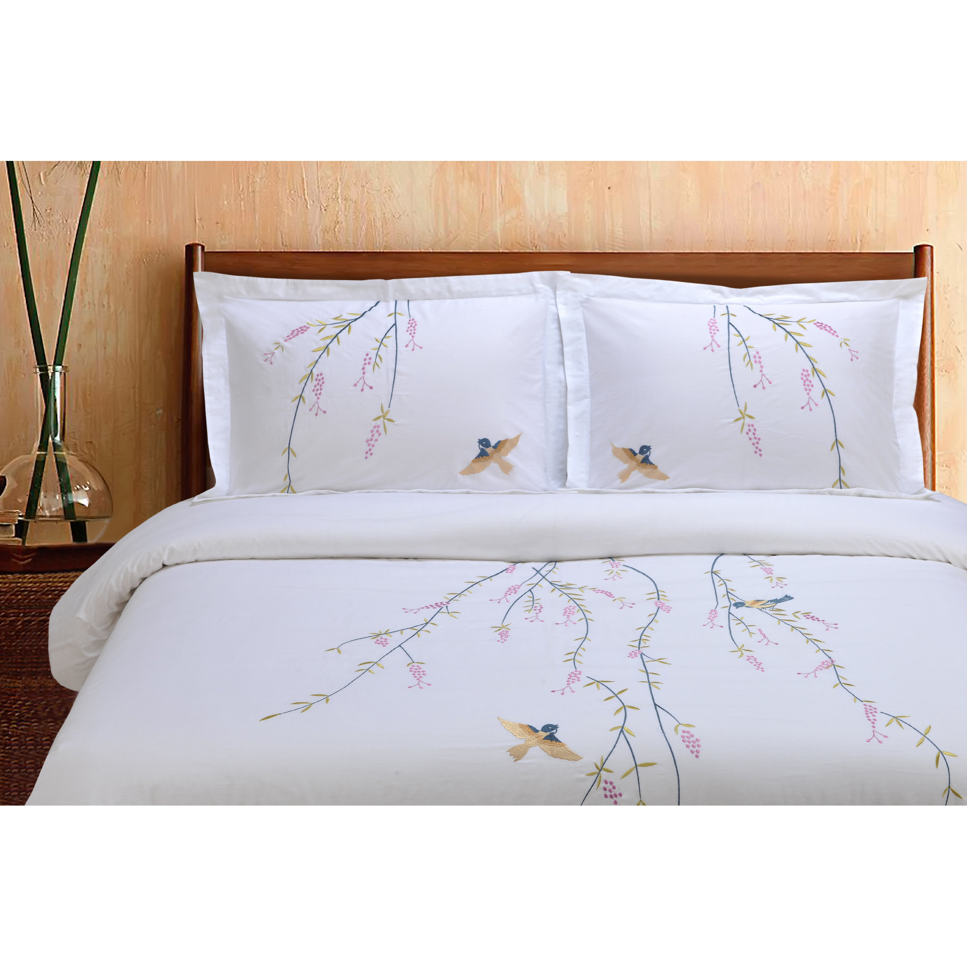 Simple Luxury Impressions 3 Piece Embroidered Reversible Duvet Cover Set & Reviews Wayfair