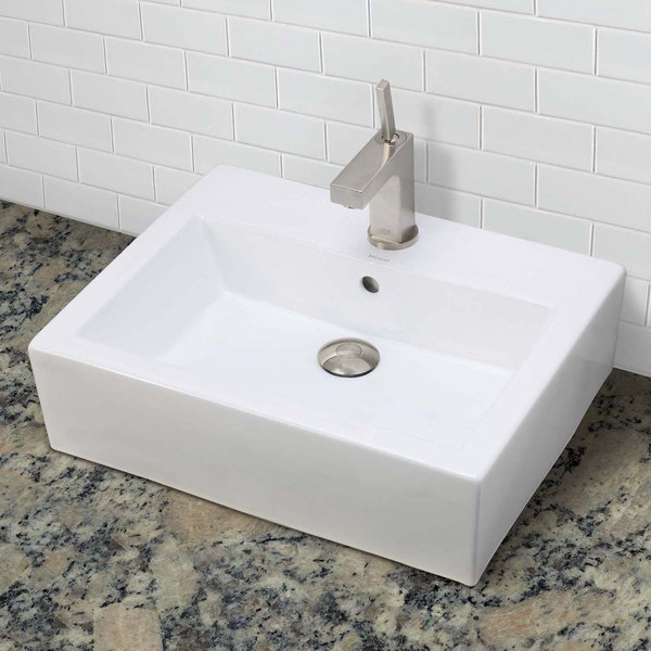 DECOLAV Classically Redefined Ceramic Rectangular Vessel Bathroom Sink