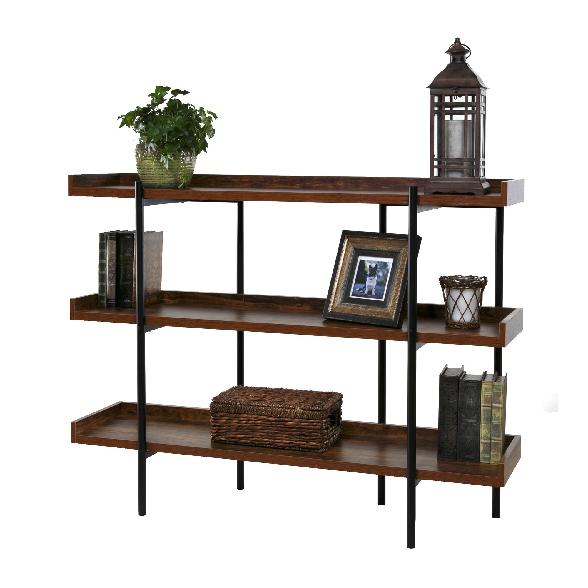 Gracie Oaks Calona Modern Wood and Steel 3 Shelf 36 ...