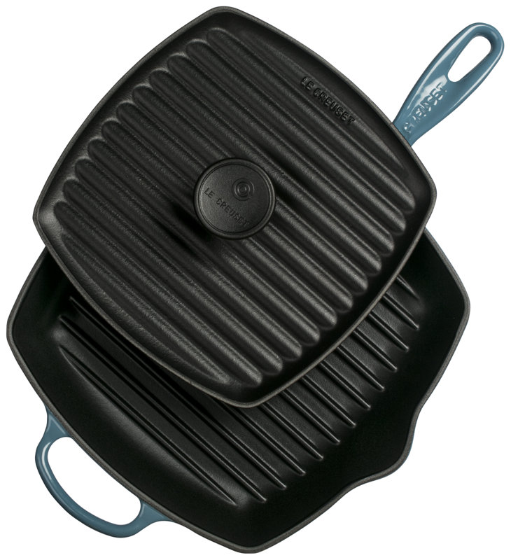 Le Creuset Cast Iron 10" Panini Pan and Skillet Grill Set & Reviews