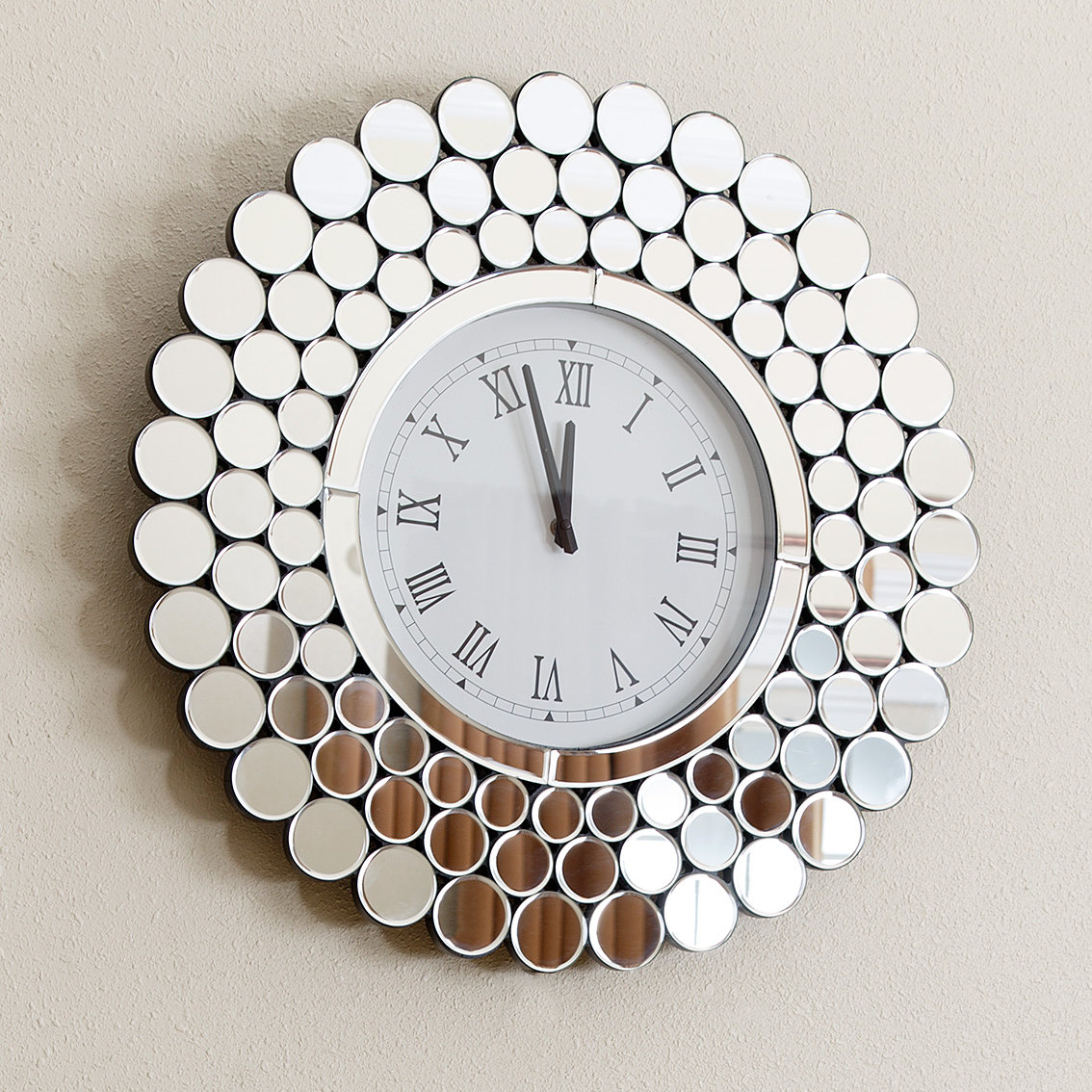 House of Hampton Oversized 23.5" Arlo Round Mirror Wall Clock & Reviews