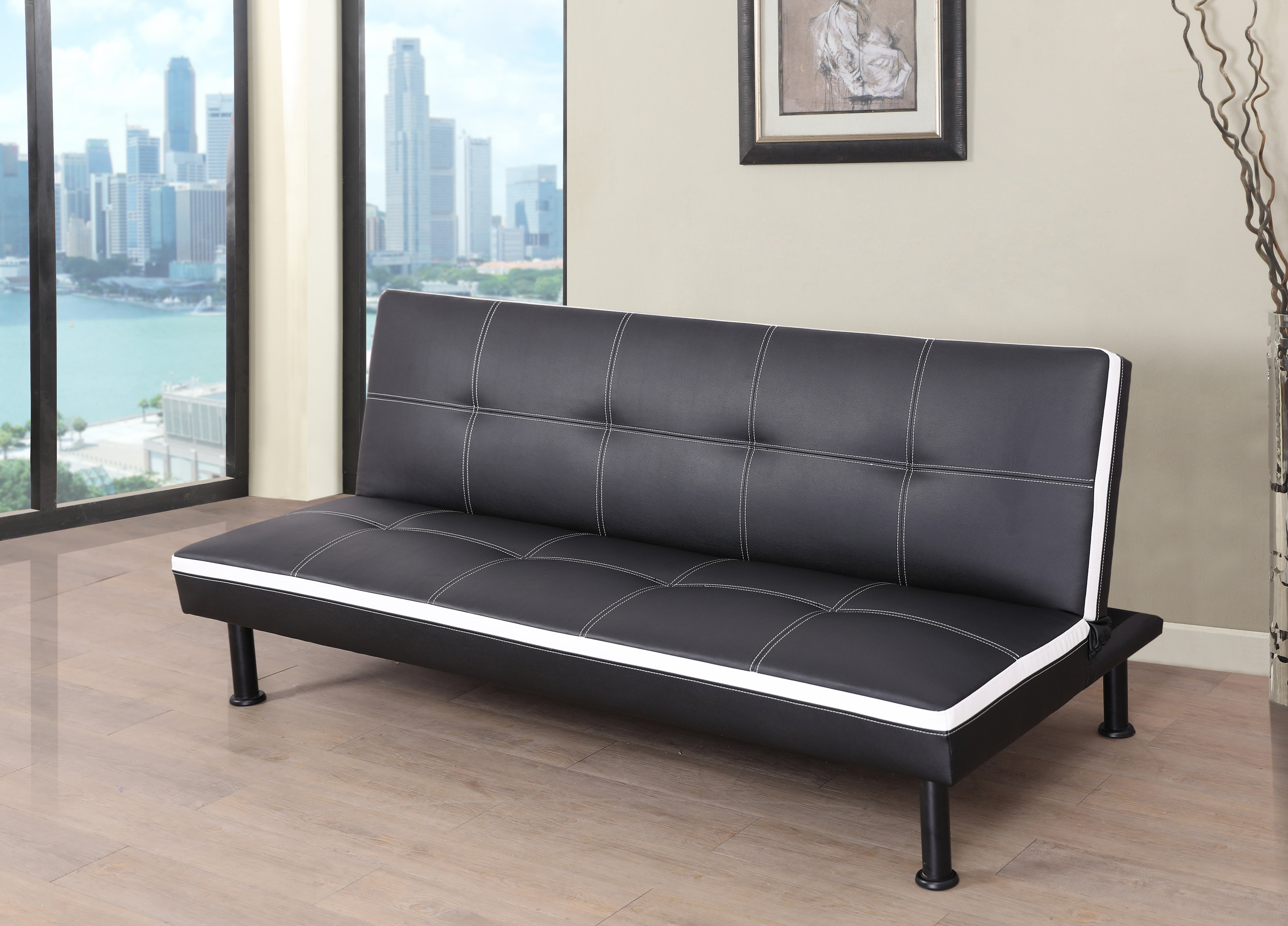 Evianna Faux Leather Convertible Sofa