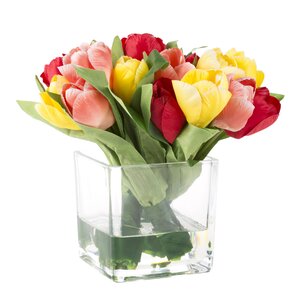 Tulip Floral Arrangement in Glass Vase