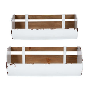 Galvanized Metal Wall Basket Wayfair Cheshire Farmhouse 2 Piece Organizer With Wall Basketail Storage Set