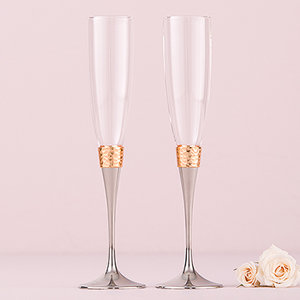 Hammered and Polished 6 Oz. Champagne Flute (Set of 2)