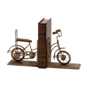 Metal Wooden Cycle Book Ends (Set of 2)
