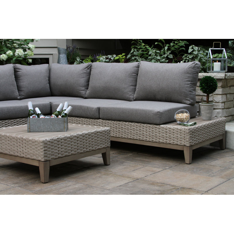 Huntleigh Eucalyptus And Wicker 4 Piece Sectional Seating Group With Huntleigh Eucalyptus And Wicker 4 Piece Sectional Seating Group With Cushions