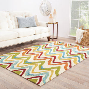 Richardson Burnt Orange/Cyan Blue Indoor/Outdoor Area Rug
