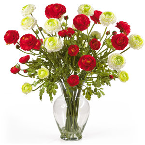 Liquid Illusion Silk Ranunculus Arrangement in Red and White