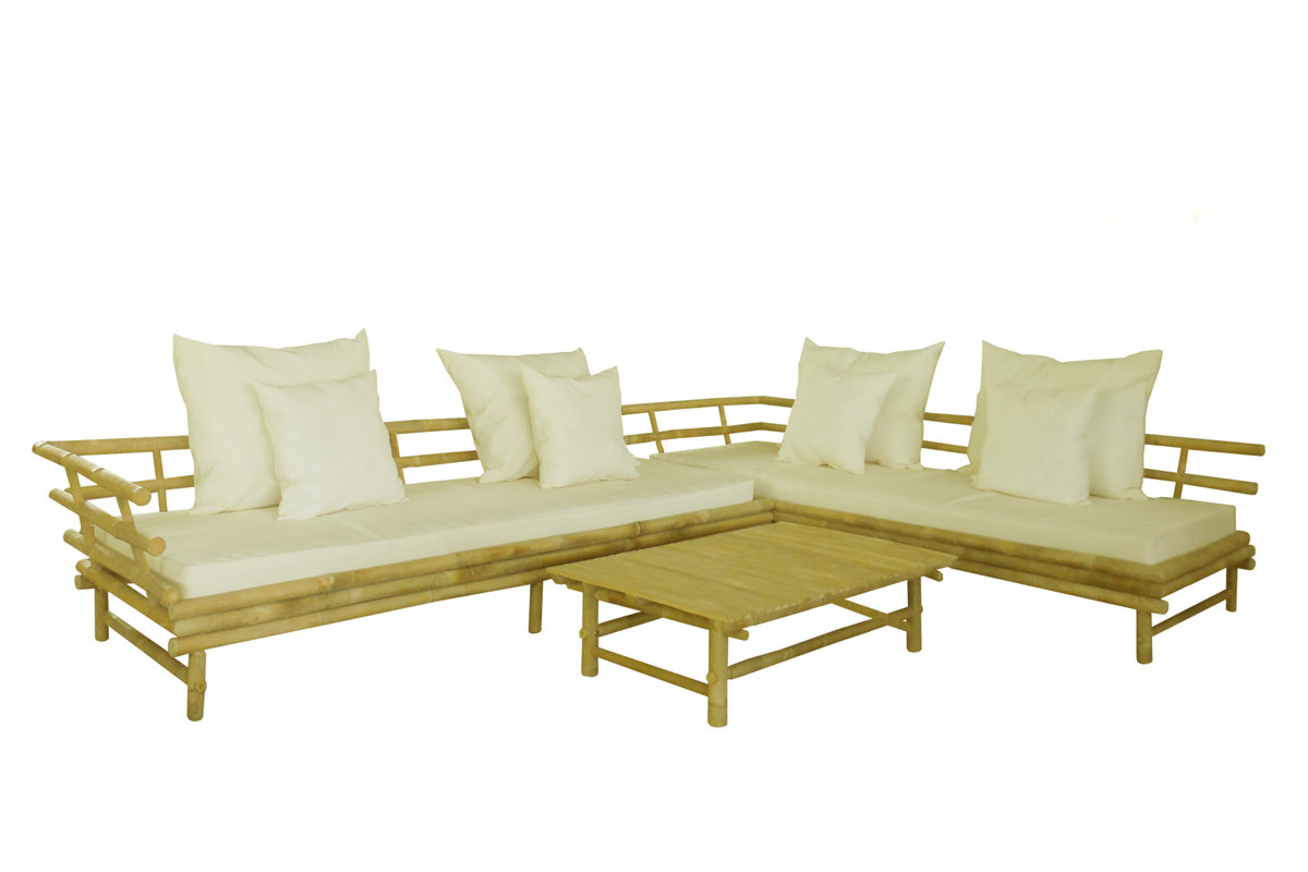 ZEW Bamboo 3 Piece Sectional Set with Cushions & Reviews Wayfair