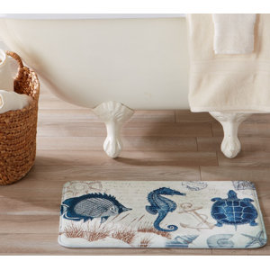 Eliza Plush Memory Foam Anti-Fatigue Coastal Beach Theme Bath Rug