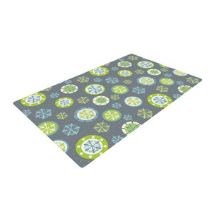 Julie Hamilton Snowflake Slate Winter Gray/Green Area Rug