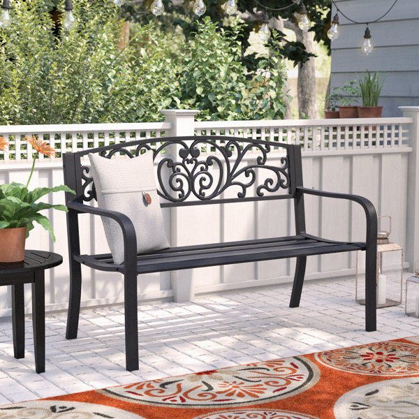 Strasburg Blossoming Decorative Metal Garden Bench Reviews Birch Lane