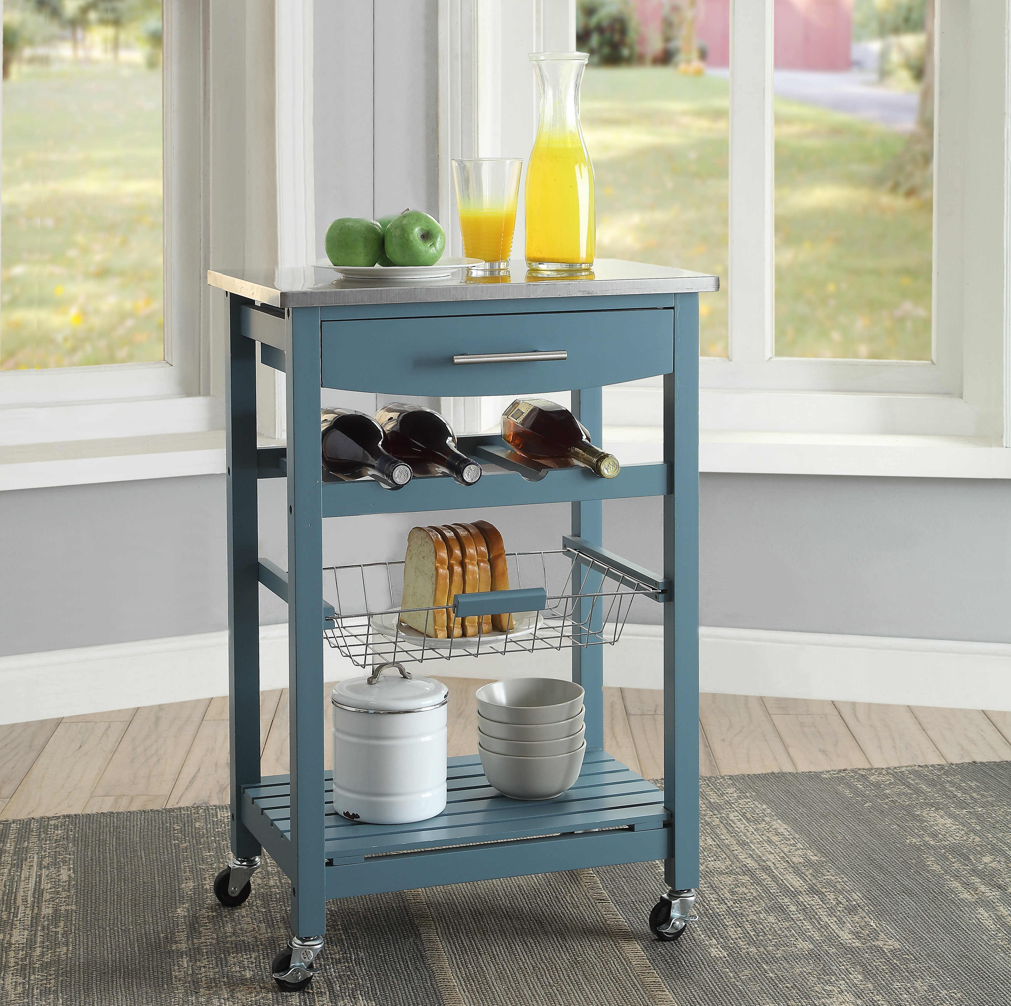 Highland Dunes Haviland Kitchen Cart With Stainless Steel Top Highland Dunes Haviland Kitchen Cart With Stainless Steel Top Reviews Wayfair