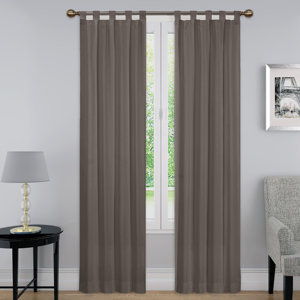 Montana Solid Semi-Opaque Thermal Tab Top Curtain Panel (Set of 2)