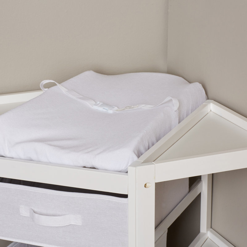 Diaper Corner Baby Changing Table with Pad and 1 Basket with Hamper