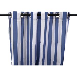 Striped Semi-Sheer Outdoor Grommet Single Curtain Panel