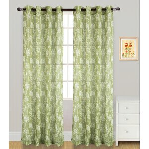 Cyril Floral Semi-Sheer Grommet Single Curtain Panel
