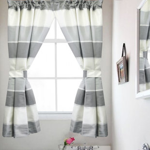 Highland Bathroom Window Striped Rod Pocket Curtain Panels Set Of