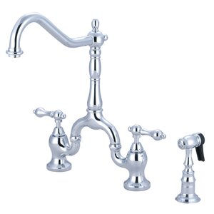 English Country Bridge Faucet with Side Spray