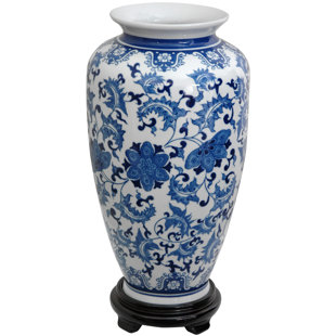 Blue And White Chinese Vases Wayfair Trumpet Porcelain Tung Chi Vase