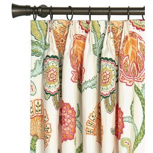 Portia Nature/Floral Semi-Sheer Pinch Pleat Single Curtain Panel