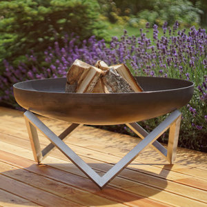 Memel Stainless and Rusting Steel Wood Burning Fire Pit