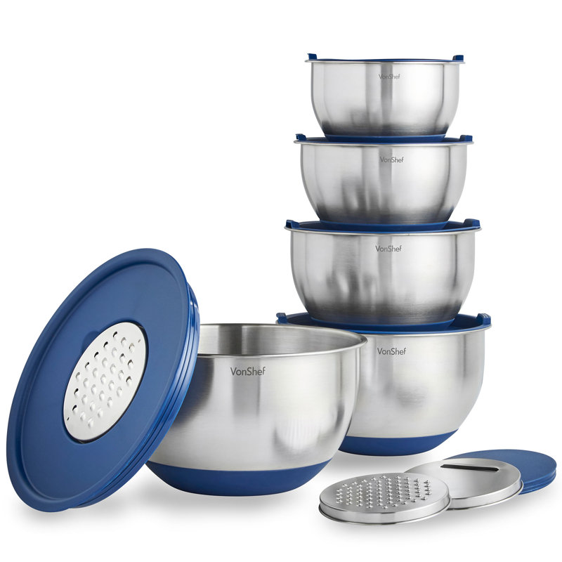 VonShef 5 Piece Stainless Steel Mixing Bowl Set & Reviews | Wayfair VonShef 5 Piece Stainless Steel Mixing Bowl Set & Reviews | Wayfair