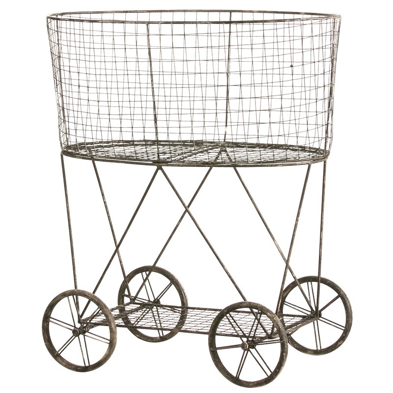 August Grove Metal Wire Basket on Wheels