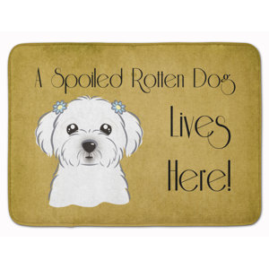 Cobbie Maltese Spoiled Dog Lives Here Memory Foam Bath Rug